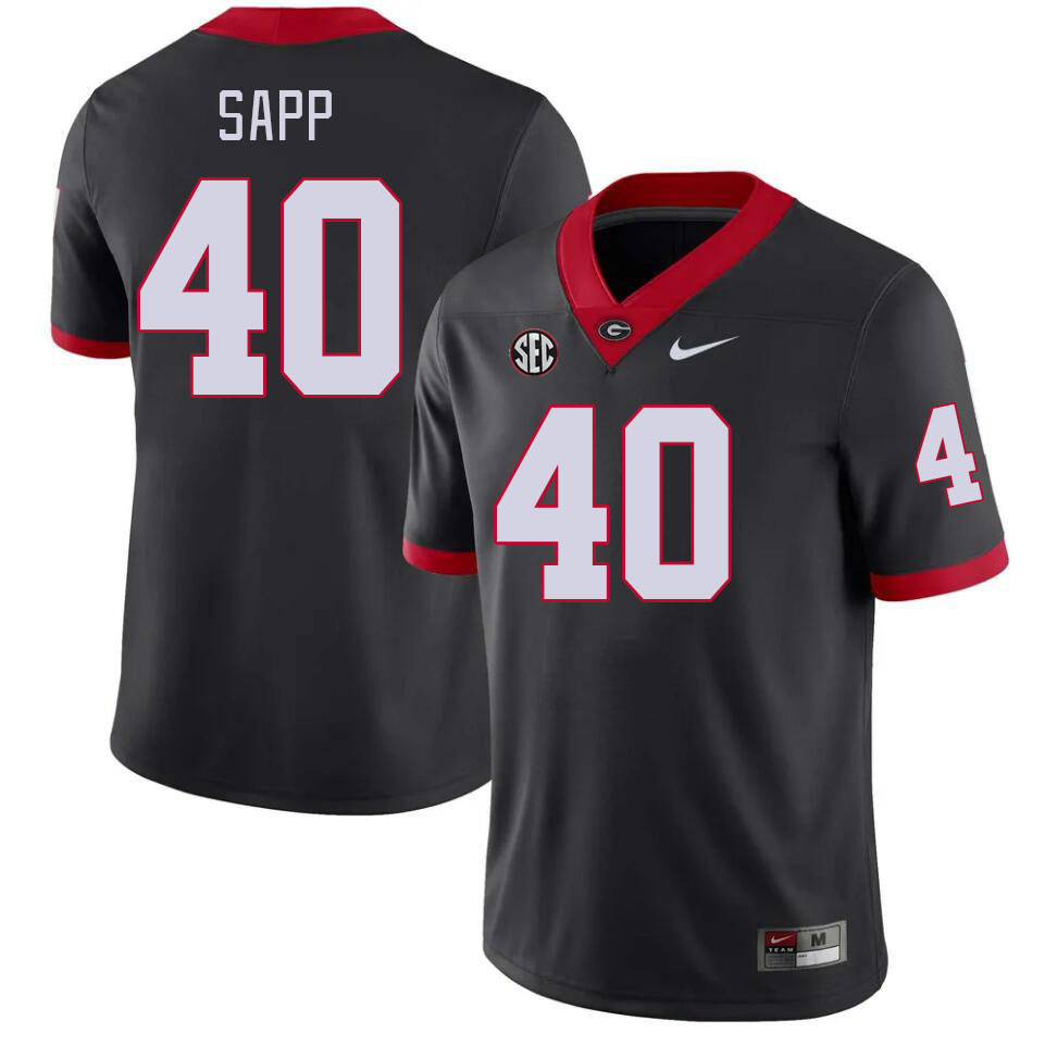 #40 Theron Sapp Georgia Bulldogs Jerseys Football Stitched-Black